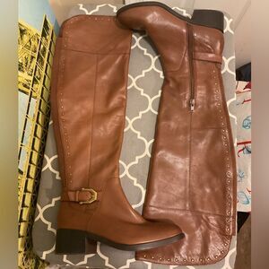 Gibson Mortimer brown leather over knee boots sz.6.5